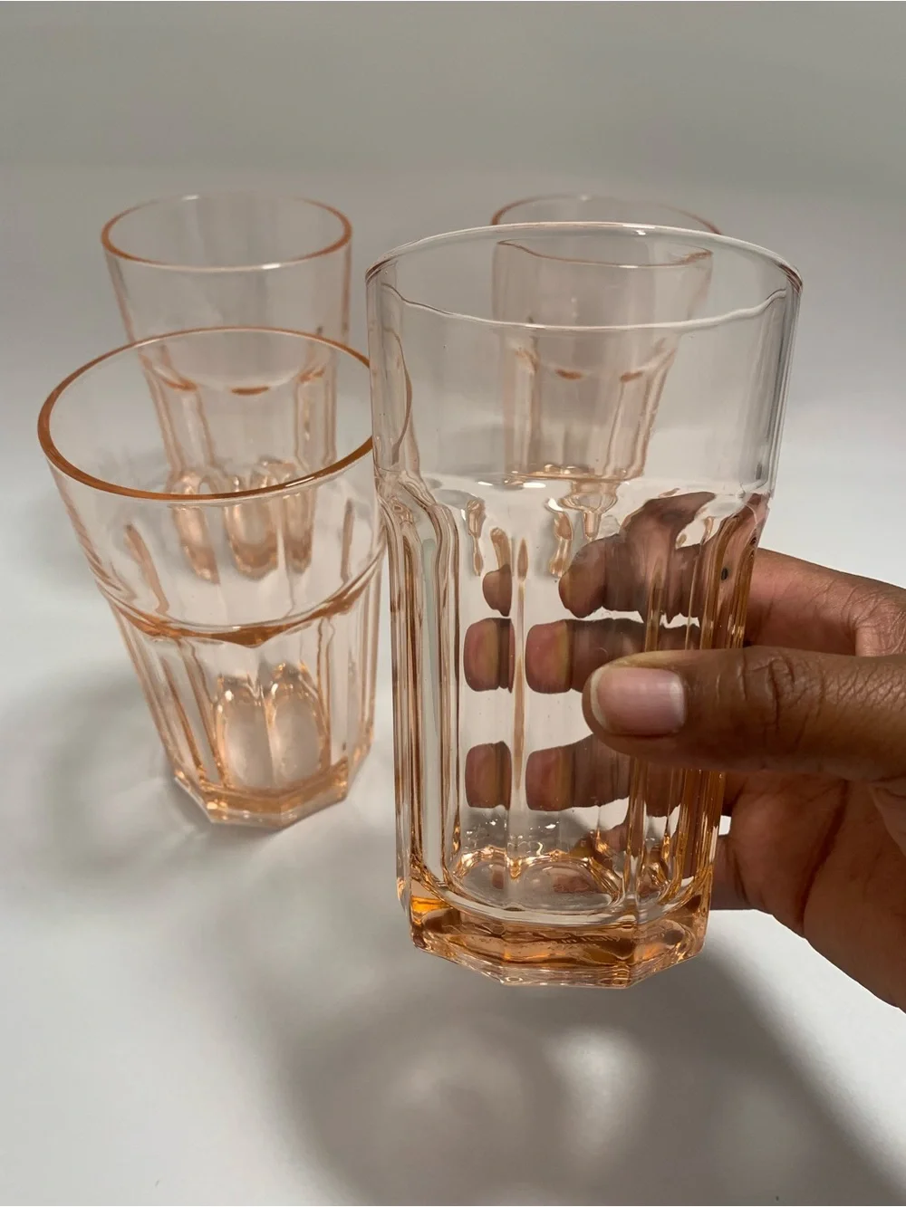 IKEA POKAL Blush Pink 14oz Glasses. Set of 4. EUC